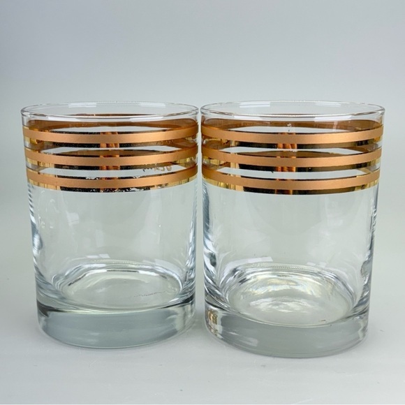 Vintage Mid Century Culver 22kt 
Gold Banded Glasses - Picture 6 of 12